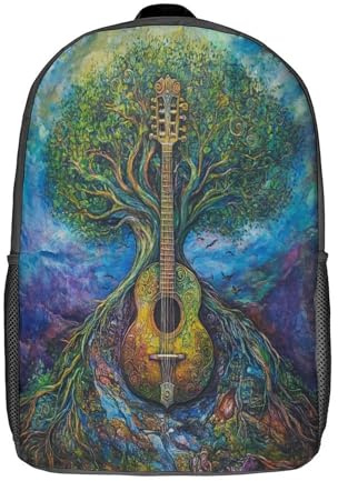 kaiyun Guitare Sacs À Dos,imprim É 3D Cartable Mandoline de l'arbre-monde Sac Mode Pour Maternelle Ou Primaire 17inch
