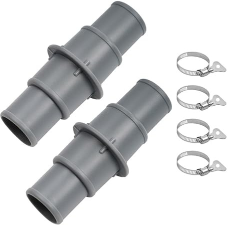 2 Stück Poolschlauch-Adapter-Anschlusskupplung – kompatibel mit 3,8 cm und 1,27 cm Vakuumschlaucharmaturen, passend für Schwimmbad-Staubsauger, Reiniger oder Filterpumpenschläuche (grau)