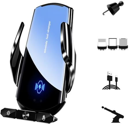 15w Handyhalterung Auto mit Ladefunktion,Kfz Ladegerät Induktive,Autohalterung Lüftung,Automatische Klemmung Handyhalterung Auto Induktives Laden für iPhone Samsung Huawei Lg Usw,Schwarz