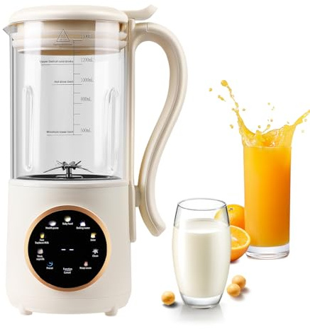 Soy Milk Maker Machine, 47oz/1400ML Automatic Nut Milk Maker, 9 in 1 Nut Milk Maker for Homemade Plant-Based Milk, Oat, Soy, Yogurt, Soy Milk Maker with 24H Delay Timer, Boiling Water and Keep Warm