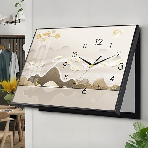 Cache Compteur Electrique Boîte De Distribution Électrique Décoratif Moderne Créatif, Hide Meter Cache Compteur Électrique avec Horloge, Installation Simple(Black 1,40 * 30cm/15.7 * 11.8in)