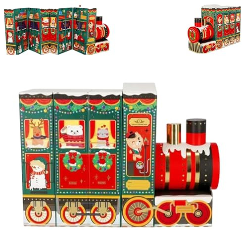 Dream Express Calendario dell'Avvento 2025 in edizione limitata, 24 sorprese festive con decorazioni a forma di treno, decorazioni natalizie con cassetti unici (1Pcs)