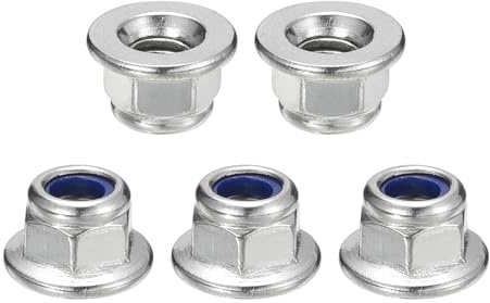 QUARKZMAN Tuercas De Seguridad Con Insertos De Nylon M5x0.8mm Con Brida, 100Pcs Tuercas Hexagonales De Acero Inoxidable 304 Autorroscantes Para Fijadores De Industrial, Plateado