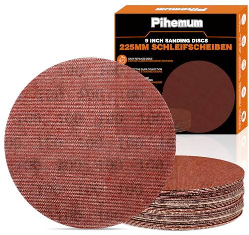 pihemum 30 Pièces Disque Abrasif Maille 225mm Grain 100 Disque Poncage 225mm pour Ponceuse Girafe