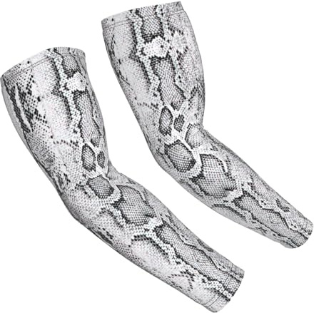 Dexnel Snake Skin Black And White Print Arm Sleeves Pair Sun Protection Cooling Cover For Outdoor Sports