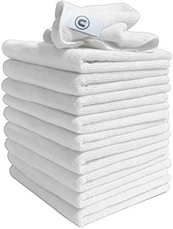 DCS Microfibre Cleaning Cloth, White, Pack of 10, Large Size: 40x40cm. Super Soft Premium Streak Free Washable Cloth Duster for Kitchen, Bathrooms, Surfaces, Mirrors, Car, Motorbike