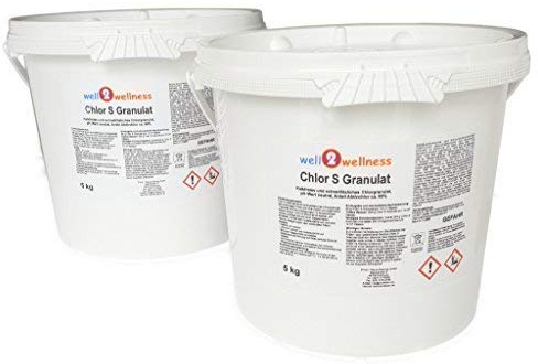 Schnell lösliches Chlorgranulat 'Chlor S Granulat' mit über 60% Aktivchlor - 2 x 5,0 kg Eimer | Über 60% Aktivchlor
