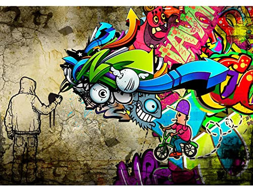 Runa Art Papier peint intissé street art Graffiti 352 x 250 cm Toison Mur XXL Tableaux Muraux Tapisserie Photo Décoration Murale Salon Chambre Coloré 9066011a