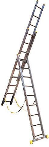 Trade Master Pro® 3 Section Stair Combi-All-in-One Extension Ladder, Step Ladder & Free Standing Ladders | Lightweight Aluminium | 150kg Weight Rating | EN131 Certified | Size: 3x9