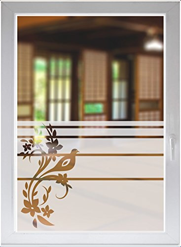 INDIGOS UG Fensterfolie Fensterbild Sichtschutzfolie Glasdekor Ornament satiniert Blickdicht - 1200mm Breite x 500mm Höhe - auch mit Individueller Breite - Glasdekorfolie - selbstklebend - matt