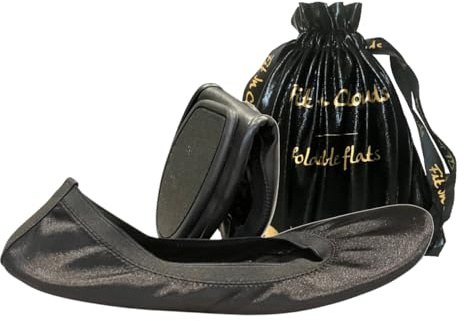 Faltbare, tragbare Ballerinas für Damen, die gefaltet werden und in eine Tasche passen, Schwarz, 37.5 EU