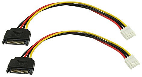 zdyCGTime 8-Inch 4 Pin Floppy Drive to 15 Pin SATA Male Power Cable.(2Pack)