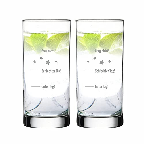 4you Design 2-er Set Gin Gläser Guter Tag, Schlechter Tag – Geschenkidee zu Weihnachten für Männer & Frauen – Wichtelgeschenk für Arbeits-kollegen – Spülmaschinenfest – Geschenk zum Geburtstag
