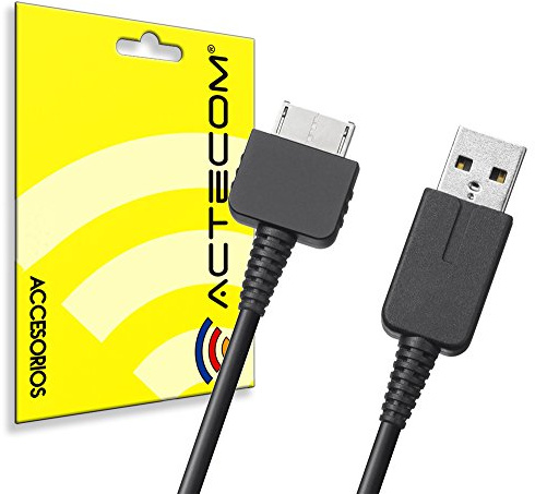 actecom® Cable de Carga y Datos para PSP Vita - Sincronización de Datos y Carga USB Modelo PCH-1000, Color Negro