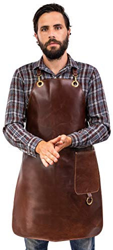 Angus Stoke Tablier en Cuir Paul - Tablier Vintage pour Grillades et Cuisine - BBQ (L-XL)