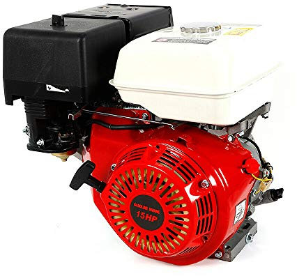 Gas Engine, 4 Stroke 15HP 420CC Gasoline Motor Engine Manual Recoil Pull Start Go Kart Log Splitter Lifan Type Engine OHV Single Cylinder Forced Air Cooling Motor for Garden Tiller Cultivator