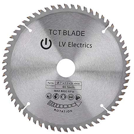 Disco de corte de carburo de tungsteno 180 mm 60 dientes para acero, aluminio, madera, plástico