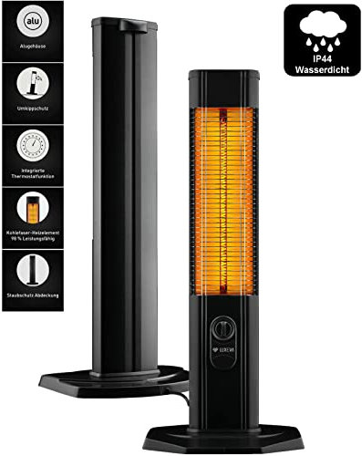 LXV2000 Carbon Infrarot Heizstrahler Terrassenheizer | IP44 | Für Innen & Außen | Thermostat | Abdeckung | Aluminiumgehäuse | Kippschutz