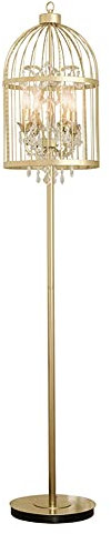 Stehlampe kinderzimmer Goldene Birdcage Kristall Stehleuchte, Mode Kreative Retro K9 Moderne Stehende Lampe Für Wohnzimmer Büroschlafzimmer, 4 Lampenhalter AA+