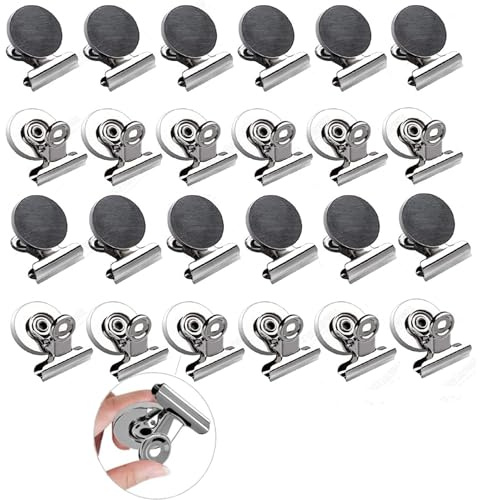 Clip Magnetiche per Frigorifero,Liwein 24 pz Clip Calamita da Frigorifero Super Forte Clip di Metallo Magnetico per Frigo e Lavagna Cucina Ufficio Scuola (24)