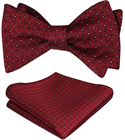 Alizeal Herren Silver Dot Wedding Vorgebundene Fliege und Taschentuch