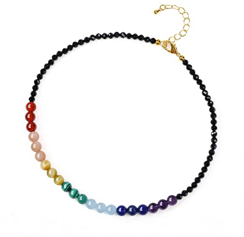COAI Damen Choker Perlenkette mit 7 Chakren