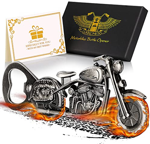 LKKCHER Abrebotellas Motocicleta Gris, Regalos Originales Hombre, Dia Del Padre Regalos, Ideas Regalos Hombres, Regalos Hombre Cumpleaños, Regalos Originales para el Padre Novio Abuelo Marido
