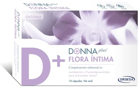 DONNAplus Flora Íntima | Complemento Alimenticio para el Bienestar Íntimo con Lactobacillus y FOS | 14 Cápsulas