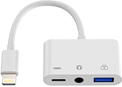 Dongle Lightning vers prise casque 3,5 mm (3 en 1) USB Flash Drive Chargeur Câble audio AUX pour iPhone Appareil photo Lecteur de cartes Adaptateur OTG pour Apple 11 12 13 14Pro Max 8 7 Plus X iPad