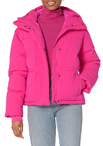 Amazon Essentials Mujer Chaqueta Acolchada Corta con Capucha y Cintura Ajustada (Disponible en Talla Grande)