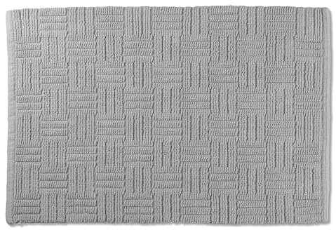 kela Badematte Leana, 100 cm x 60 cm, 100% Baumwolle, felsgrau, rutschhemmend, waschbar bei 30° C, für Fußbodenheizung geeignet, 23522