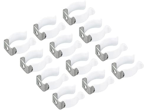 Sourcing Map 13mm T6 U Clips Bracket for LED Light Bulb Mounting Bracket Support Stainless Steel Fluorescent Tube Pipe Clamps Spring Holder Tool Clips, White Pack of 12