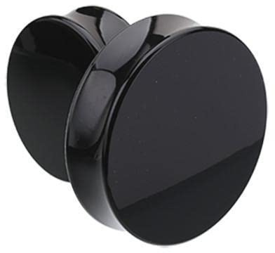 1 PAIR (2pcs) ACRYLIC PLUGS Double Flare Gauges Solid Saddle Thin Ear Flesh Tunnels 1039 (1-3/8 (34MM), Black)