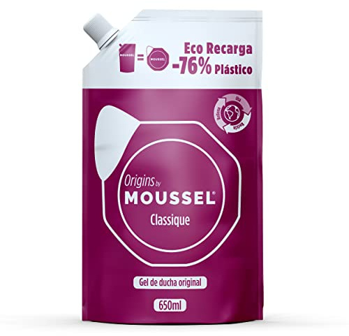 Moussel Gel de Ducha Clásico Doypack 650ml, Recambio Ahorro 100% Natural