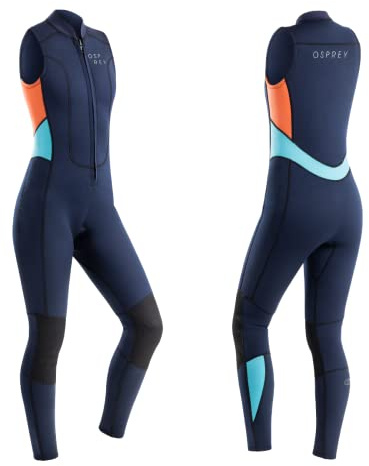 Osprey Traje de Neopreno sin Mangas de 3 mm de Largo Jane con Cremallera Frontal, Rodilleras Protectoras, Deportes acuáticos, Remo, Vela, natación, Color Coral, Coral, XL