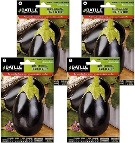 Pack 4 Semillas de berenjena negra redonda en sobre de Semillas Batlle