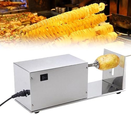 ZXSYYDS Cortador automático en Espiral de Patatas,Cortador eléctrico de Patatas Tornado,Máquina cortadora Comercial de Patatas en Espiral de Acero Inoxidable para Frutas, Patatas, Pepino, Zanahorias
