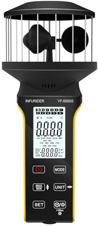 INFURIDER Digital Cup Anemometer, Handheld Wind Speed Meter with Anti-dust Touch Button, Rechargeable Wind Gauge CFM Meter, Waterproof, LCD Backlight, Wind Tester for Wind Volume, Chill, Temp