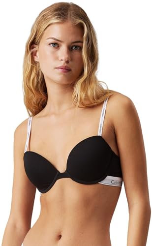 Calvin Klein Women’s Lightly Lined Stretch Demi Cup Bra, Black (Black), 32B