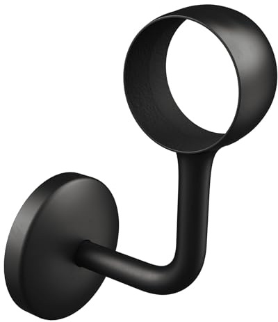 Rothley Staircase Handrail Wall Bracket 40mm, Matt Black | Features covered fixings to hide screws and a plastic insert to prevent scratching during installation. 109 characters.