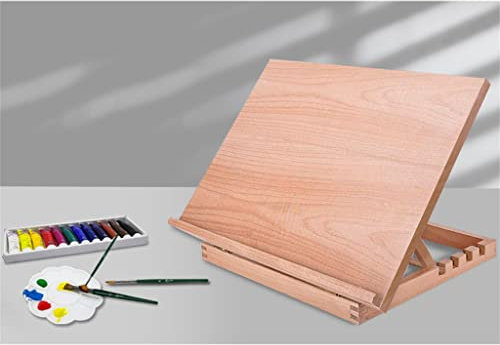 GLJTUO Zeichentisch Aus Holz, A3, Tragbar, Zum Skizzieren, Bücherregal, Ständer, Tischplatte, Aquarell, Ölständer, Künstlerbedarf Zum Malen (D Wie Abgebildet)
