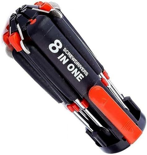 YSAMAAX Screwdriver Multi Tool with Torch, 8 in-1 Multifunction Screwdriver, Practical Screwdriver Tool Set for Maintenance Work and Compact Design, Lightweight, Easy to Carry (1 PCS)