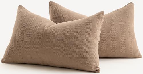Mandioo 2er Set Kissenbezug 40x60 cm Kamel Chenille Kissenbezüge weich Gemütlich langlebig modern Zierkissenbezug Dekokissen Kissenhülle für Sofa Wohnzimmer Schlafzimmer