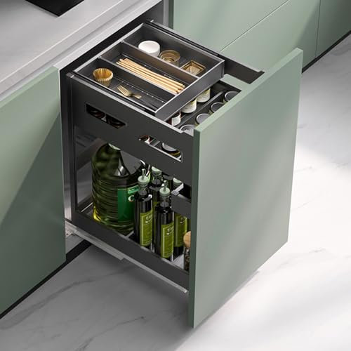 Tirare Fuori L'organizzatore Dello Scaffale Delle Spezie per Il Gabinetto Scorrimento Fuori Cassetti Scaffali di Stoccaggio Cestino a Rete Scorrevole a 2 Strati per Armadio da Cucina(For 11.8in cabine