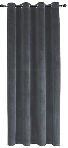 TiborTex Verdunkelungsvorhang Samt weich 140x245 cm Anthrazit Ösen Vorhang Blickdicht abdunkelnd Gardine Ösenaufhängung