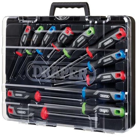 Draper 12pc Soft Grip Screwdriver Set - 13436 - Magnetic Tips, CRV Blades