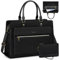 RAINSMORE Laptop Bags Handbags for Women 15.6 Inch PU Leather Large Tote Bag Work Bag with Clutch Bag Designer Women's Bags Ladies Laptop Handbag for School Black