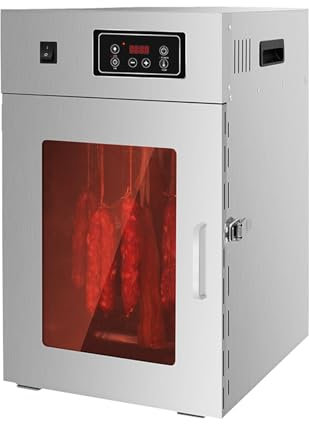 Séchoir alimentaire commercial, séchoir à minuterie horaire, déshydrateur de viande séchée avec minuterie numérique, séchoir à viande domestique pour saucisses, bacon, poulet(Dryer 30kg at one time)