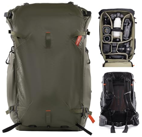 PGYTECH OnePro Focux 35L Rucksack Wasserdicht, Kamerarucksack für DSLR/SLR/Spiegellose Kameras/Objektive Stativ, Regenschutz Fotorucksack Wandern mit Laptopfach, Grün
