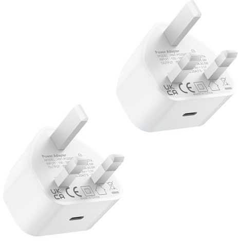 USBC Plug UK, 2-Pack 25W USB C Charger Plug Fast Charge for iPhone 17 16 15 14 13 12 11 Pro Max Plus Air, iPad, Samsung Type C Plug Fast Charging Head, iPhone Charger Plugs USB C Power Adapter